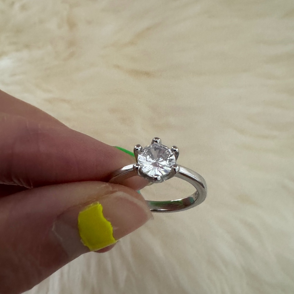 2 Ct Diamond Cluster S925 Sterling Sliver Stainless Steel Ring Size US 5/ EU 50